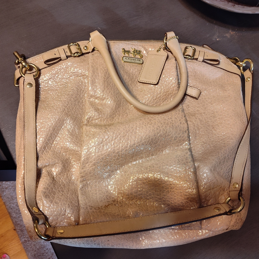 Coach Cream Shoulder Bag with Gold Hardware